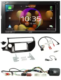 JVC DAB Lenkrad 2DIN Bluetooth USB Autoradio für Kia Rio UB ab 2015 piano schwar