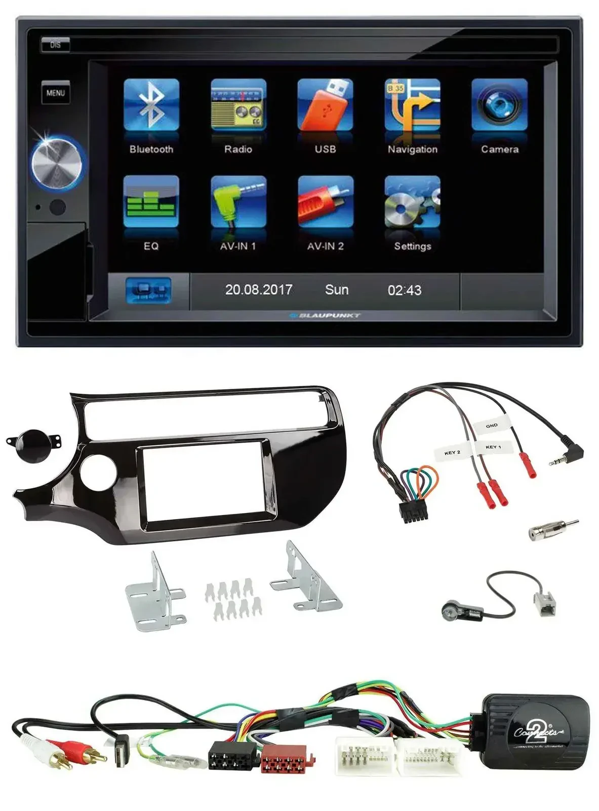 Blaupunkt SD USB TMC Bluetooth 2DIN Lenkrad Navigation für Kia Rio UB ab 2015 pi