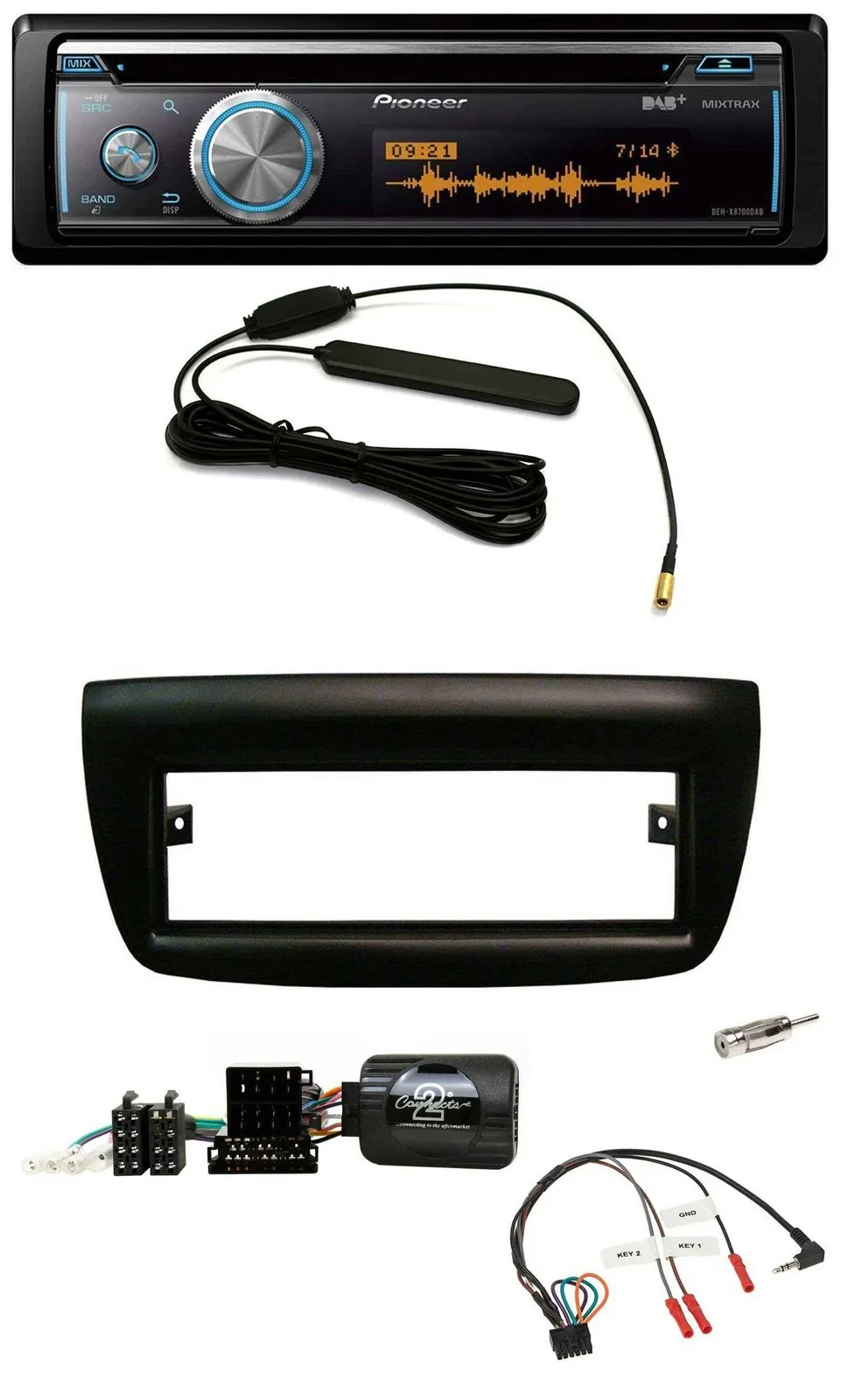 Pioneer CD USB Bluetooth DAB Lenkrad Autoradio für Fiat Doblo 2012-2015 schwarz