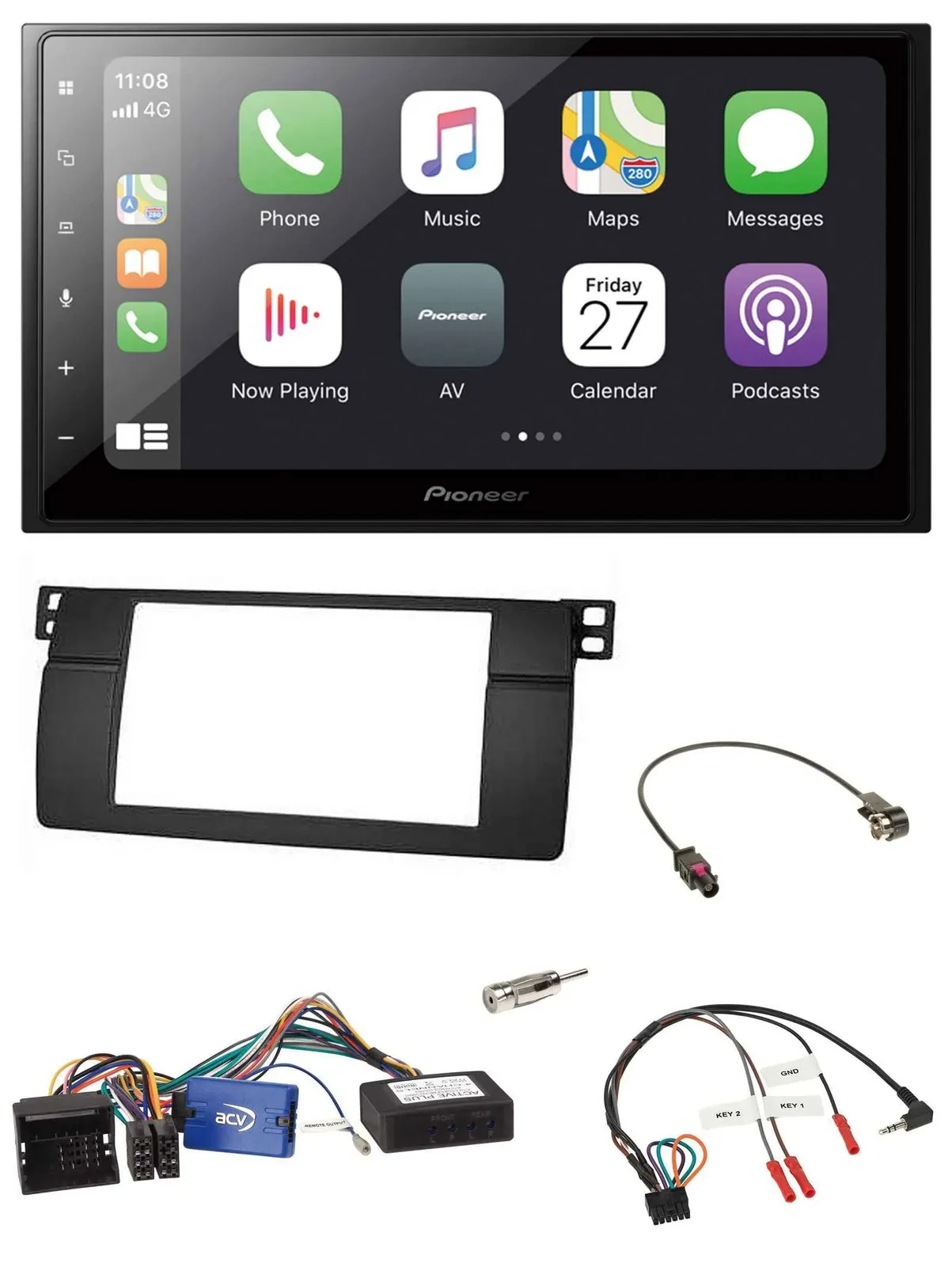 Автомагнитола для BMW 3 Series (E46, 2002–2006) Pioneer 2DIN Bluetooth DAB USB черный