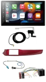Pioneer MP3 USB Bluetooth DAB 2DIN Autoradio für Alfa Giulietta 10-13 rot glänze