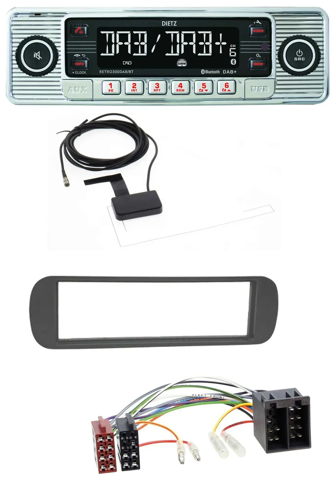 Dietz Bluetooth USB MP3 DAB Autoradio für Lancia Y (1996-2004) - schwarz