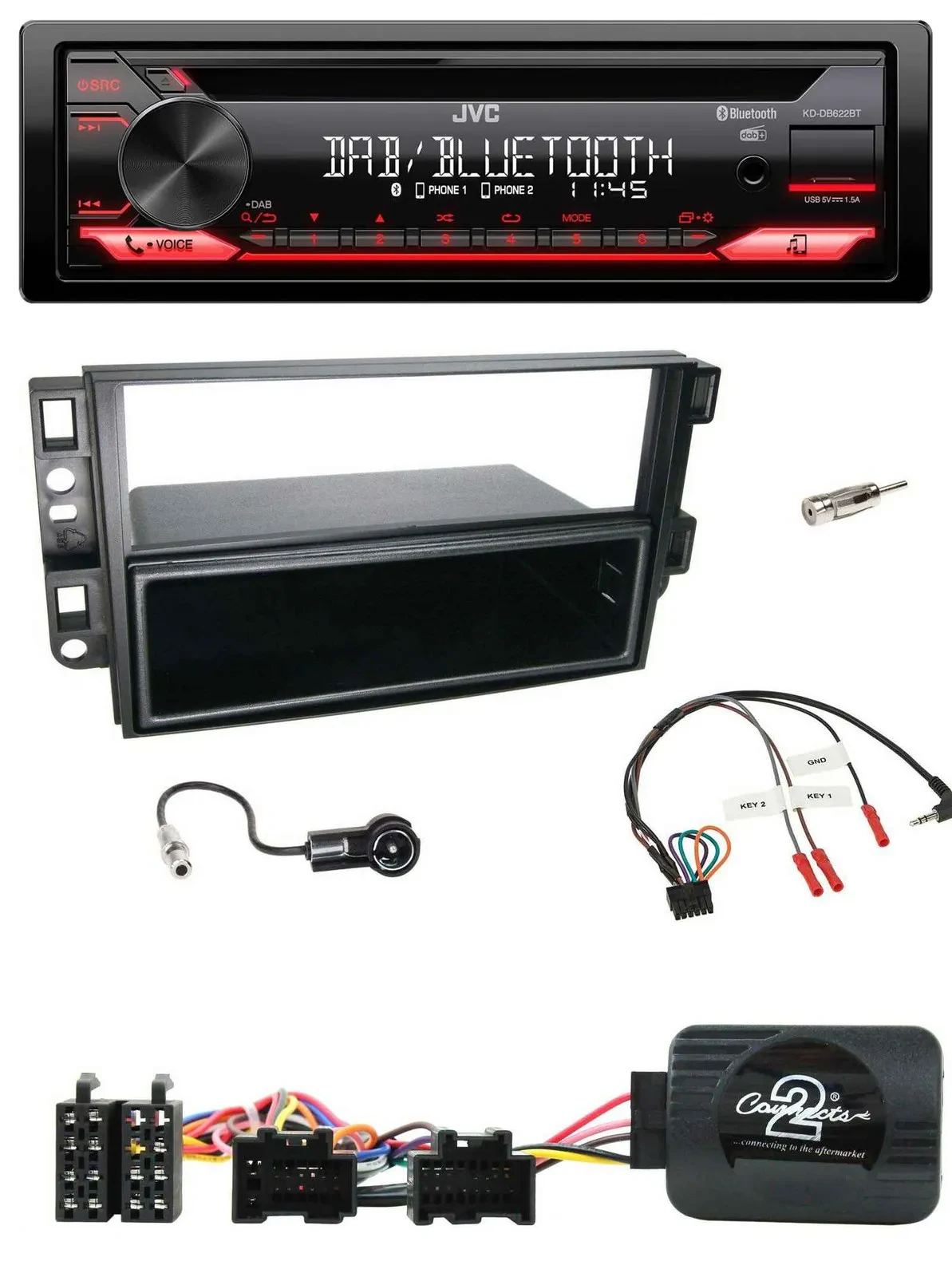 JVC CD DAB USB Bluetooth Lenkrad Autoradio für Chevrolet Aveo Captiva 2006-2011