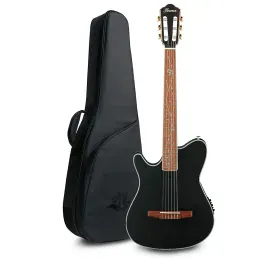 Ibanez TOD10NL Tim Henson LeftHanded Nylon AE Guitar w Gig Bag Trans Blk Flat