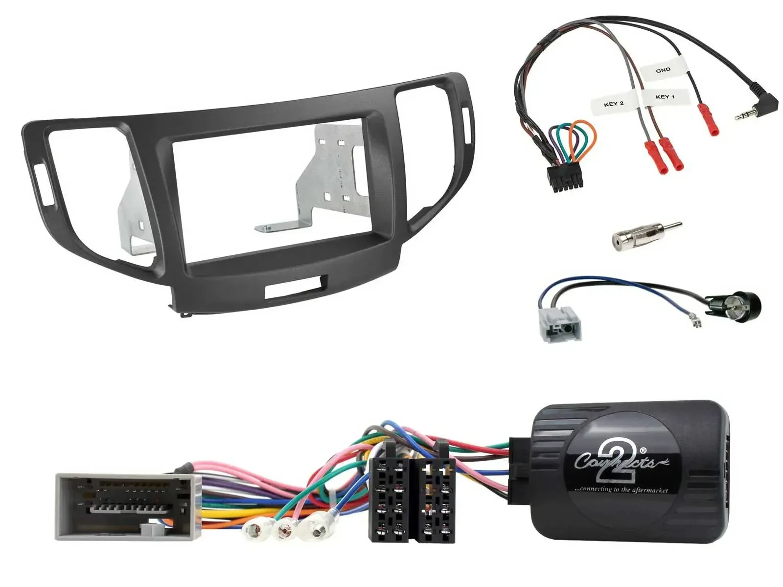 Radioset Lenkradadapter Doppel DIN Autoradio für Honda Accord 2008-2015 anthrazi