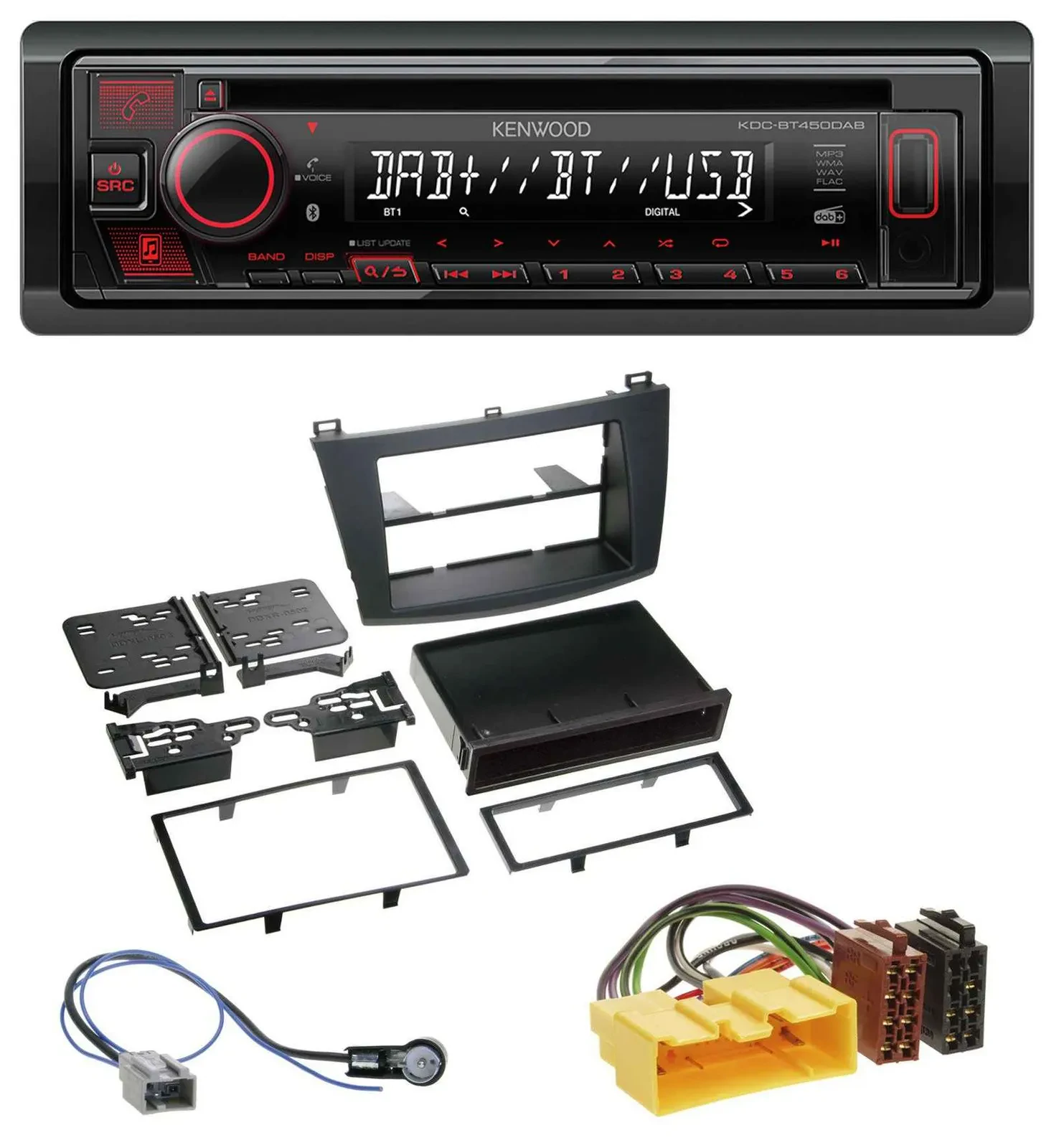 Kenwood MP3 CD USB Bluetooth DAB Autoradio für Mazda 3 (ab 2009)