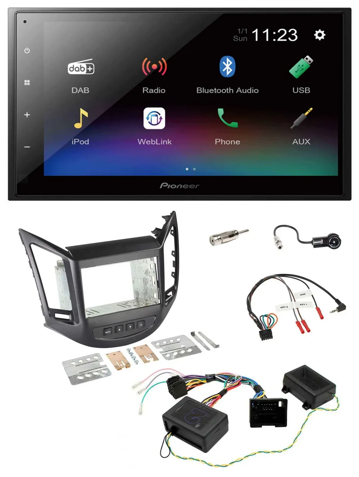 Pioneer USB Bluetooth DAB 2DIN Lenkrad Autoradio für Chevrolet Orlando 2011-2018