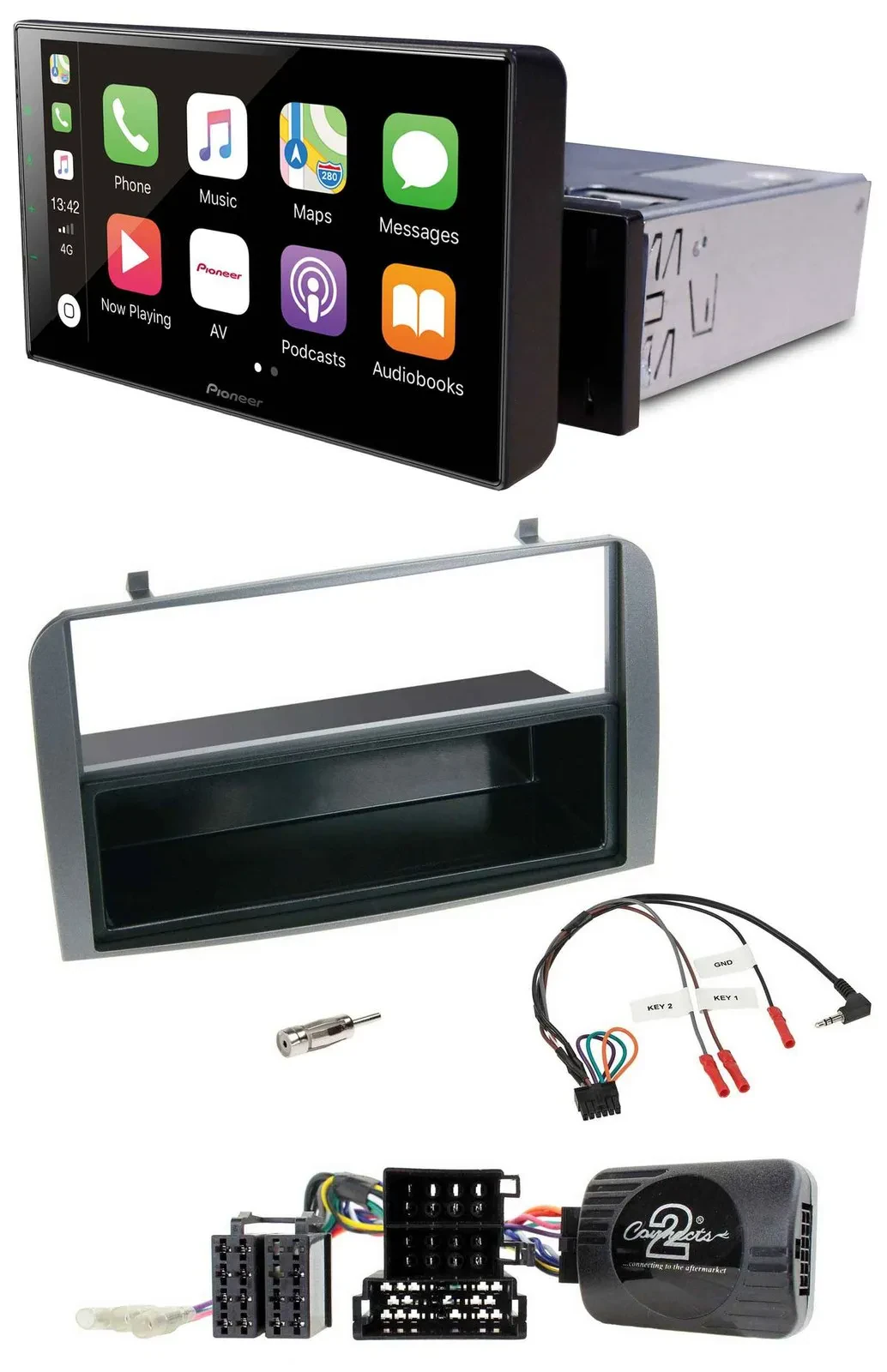Pioneer Bluetooth Lenkrad DAB USB Autoradio für Alfa 147 GT 07-10 anthrazit Abla