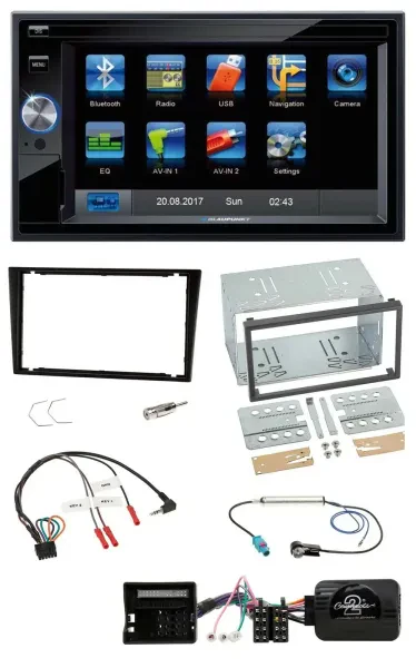 Blaupunkt 2DIN Bluetooth TMC USB Lenkrad SD Navigation für Opel Corsa C schwarz