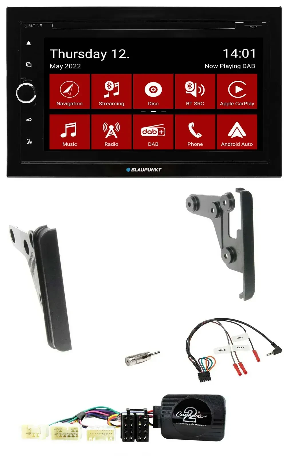 Blaupunkt 2DIN Lenkrad Bluetooth USB TMC DAB Navigation für Toyota Yaris 2007-20
