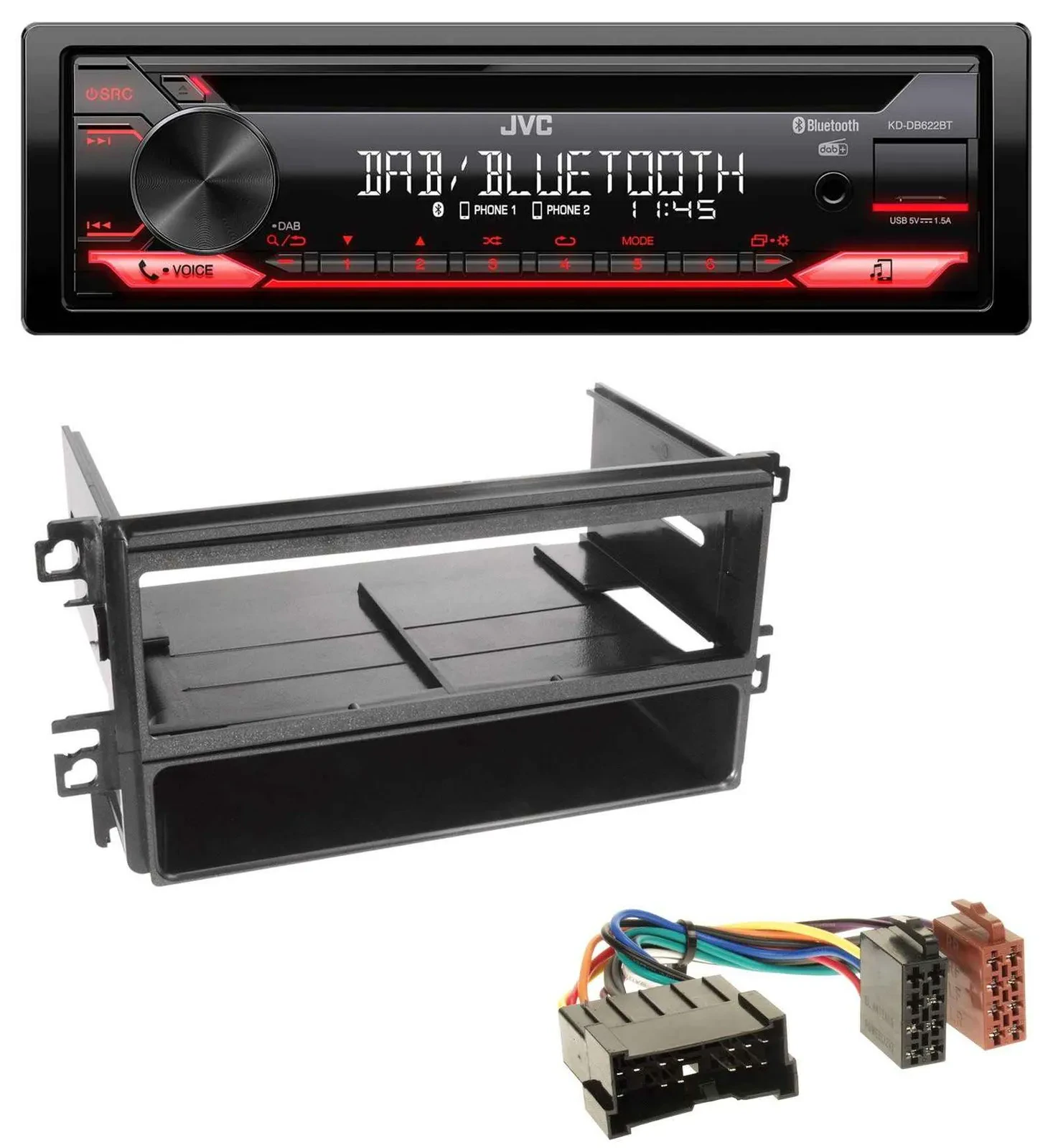 Автомагнитола для Hyundai Santa Fe/Sonata (до 2005) JVC CD, DAB, USB, Bluetooth, MP3