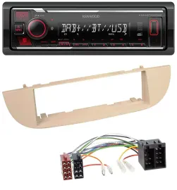 Kenwood MP3 Bluetooth USB DAB Autoradio für Fiat 500 ab 2007 perlgrau beige