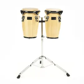 Fame Jr Conga Set 8"+9" Natural Ahorn inkl. Ständer Büffelfell Chrome Hardware