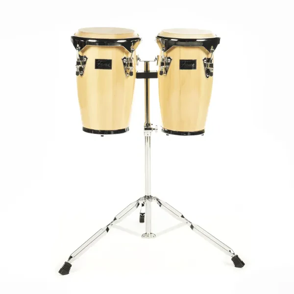 Fame Jr Conga Set 8"+9" Natural Ahorn inkl. Ständer Büffelfell Chrome Hardware