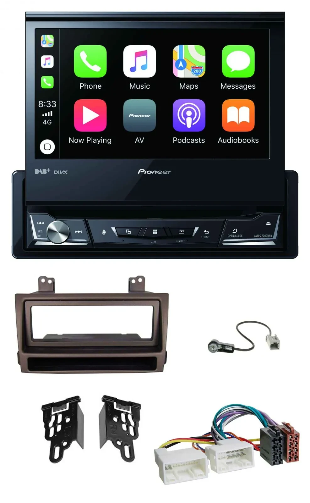 Pioneer DVD Bluetooth DAB USB MP3 Autoradio für Hyundai Sonata ab 09 dunkelbraun