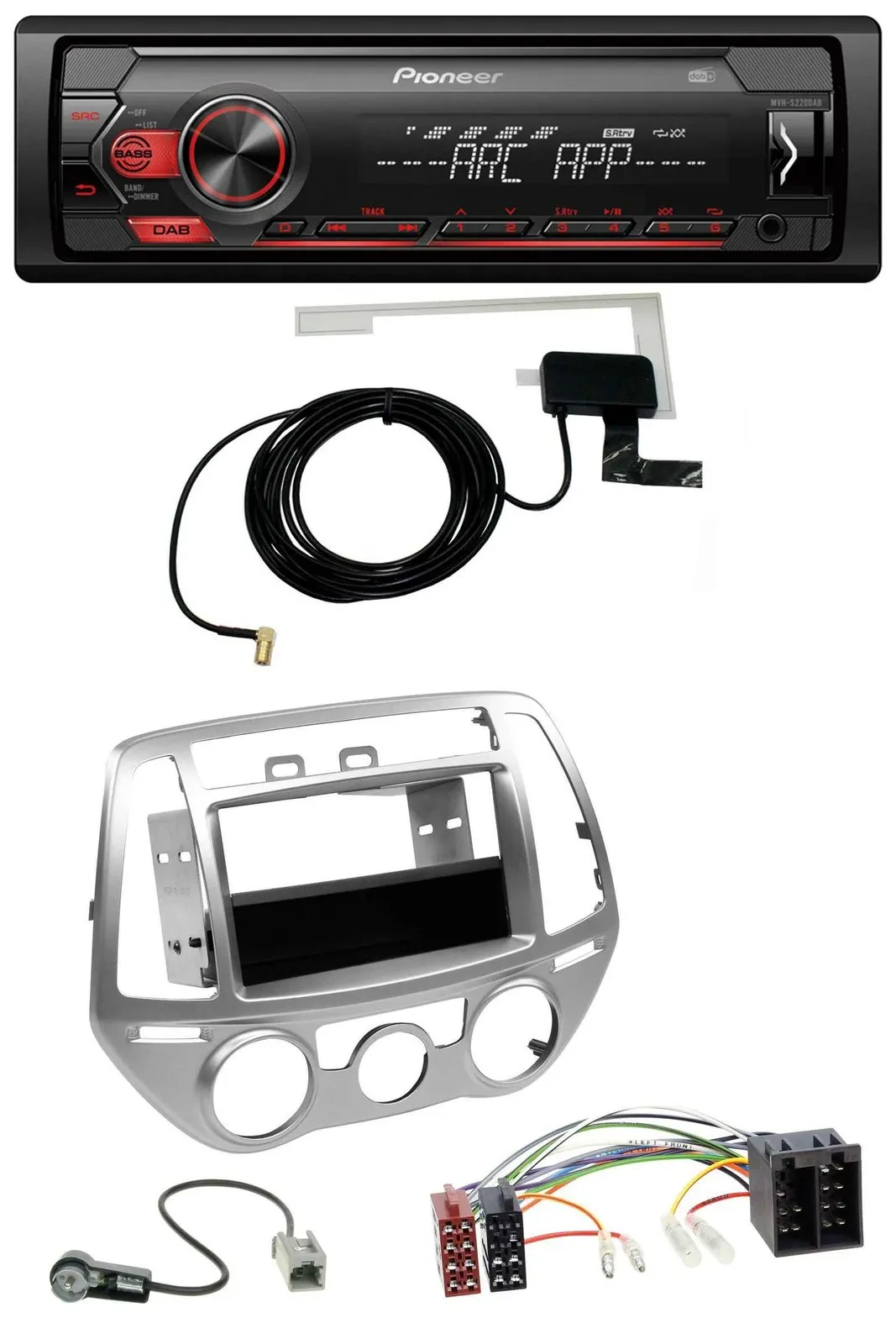 Pioneer 1DIN USB DAB MP3 AUX Autoradio für Hyundai i20 (12-14) man. Klima