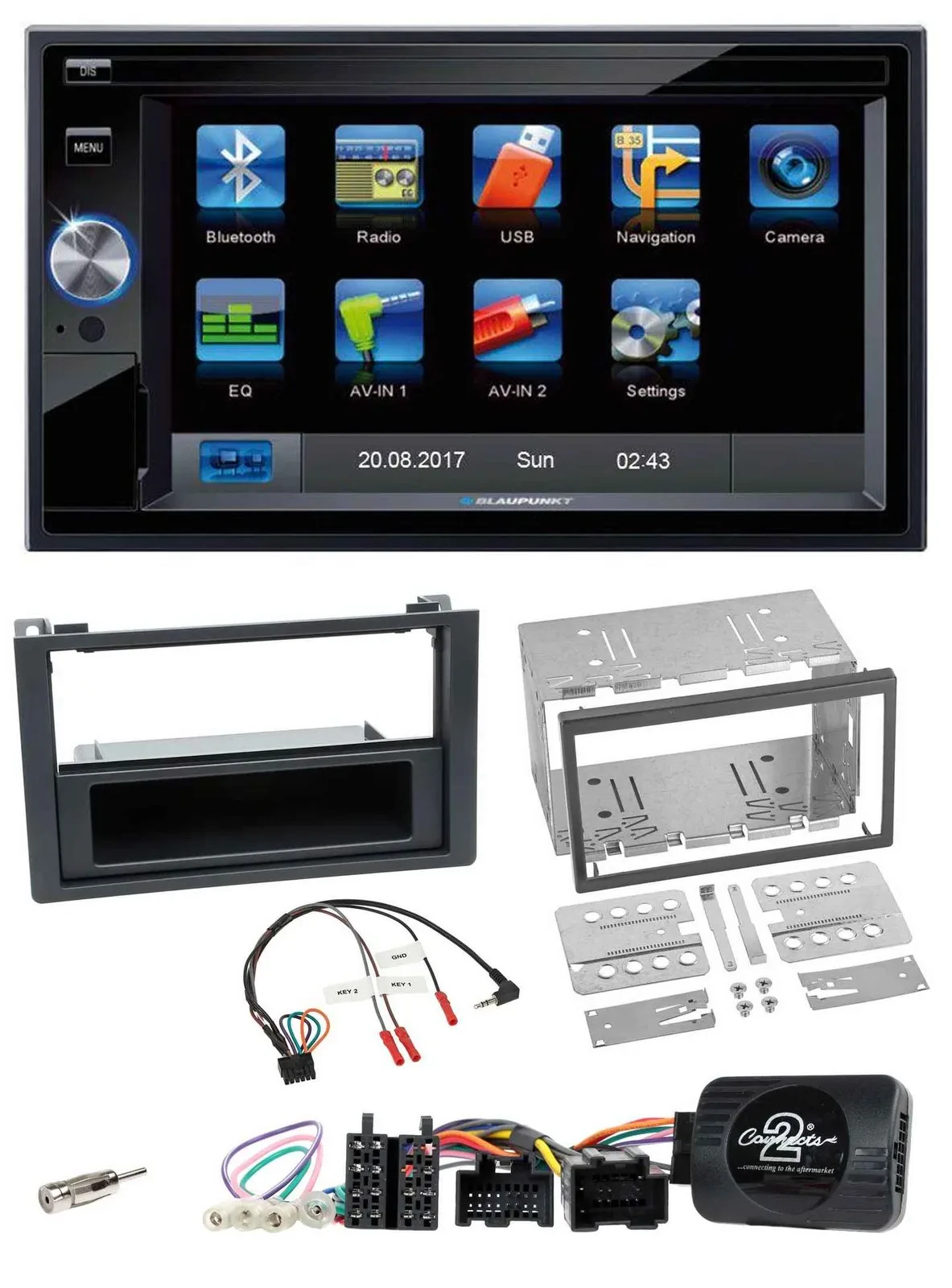 Автомагнитола Blaupunkt 2 DIN Bluetooth USB SD MP3 для Saab 9-3 (2008–2012)