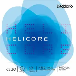 Струны для виолончели D'Addario Helicore Fourths Tuning Cello String Set 4/4 Size, Medium