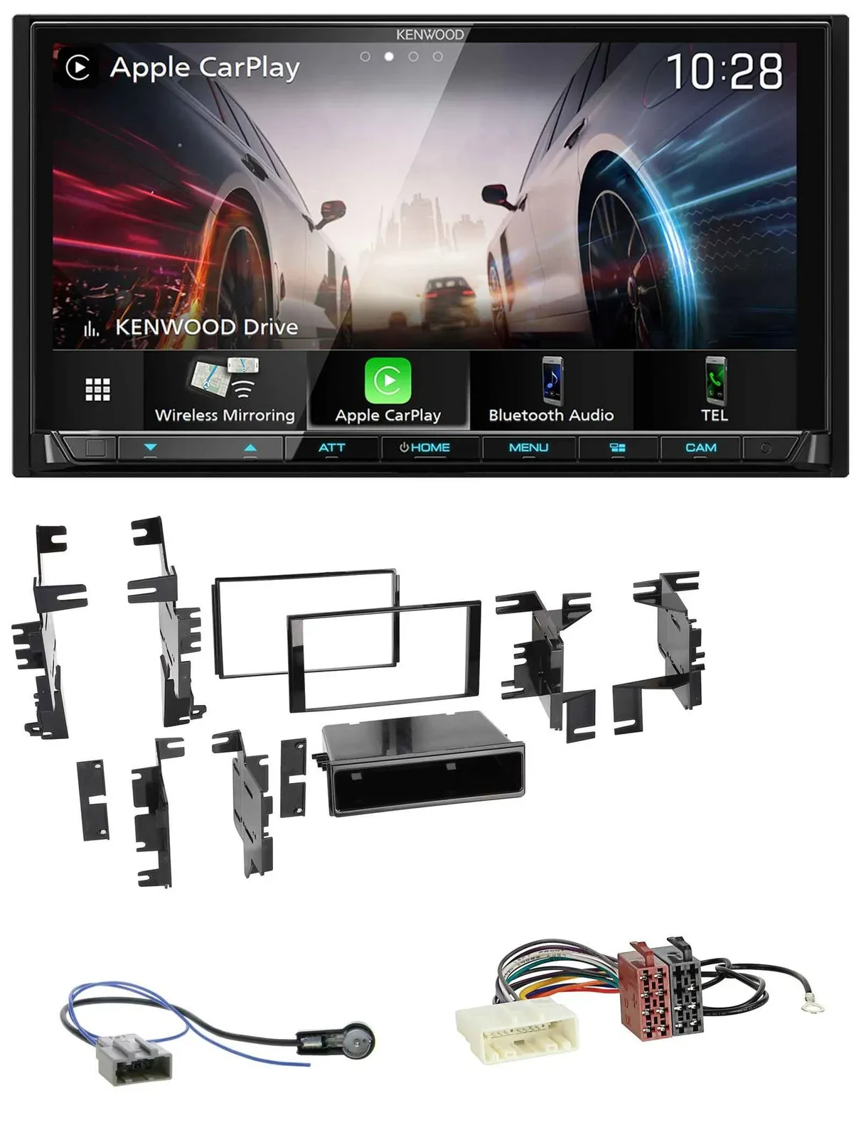 Kenwood MP3 2DIN USB DAB Bluetooth Autoradio für Nissan Micra 13-17 schwarz glän