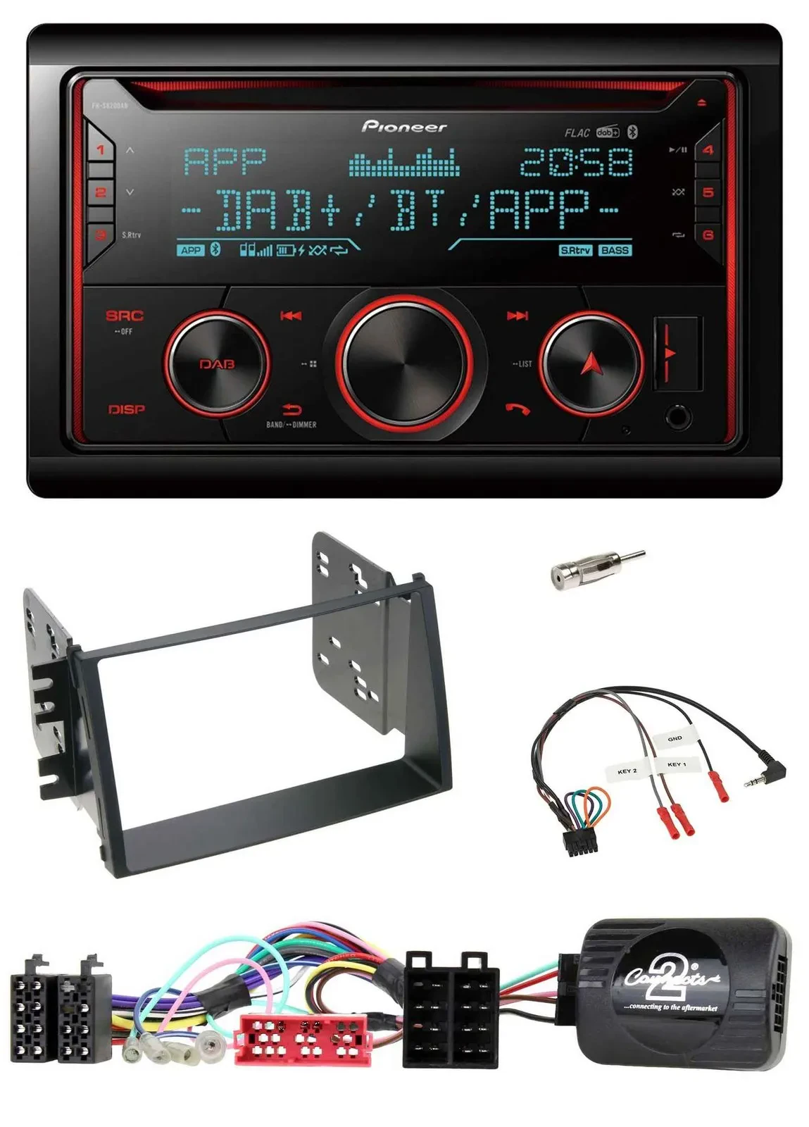 Автомагнитола для Kia Soul 2009–2011 Pioneer 2 DIN, DAB, Bluetooth, USB, CD, поддержка кнопок на руле