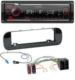 Kenwood MP3 Bluetooth USB DAB Autoradio für Fiat Panda (ab 2012) - glänzend