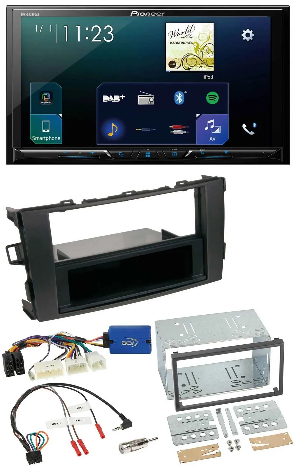 Pioneer Lenkrad Bluetooth USB 2DIN DAB Autoradio für Toyota Auris 2011-2012 schw