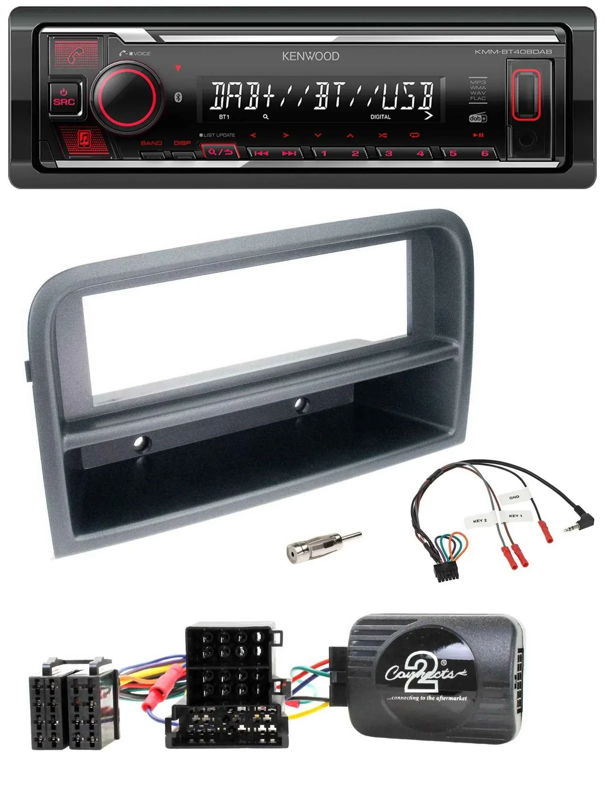 Kenwood Lenkrad Bluetooth USB DAB Autoradio für Fiat Croma 2005-2010