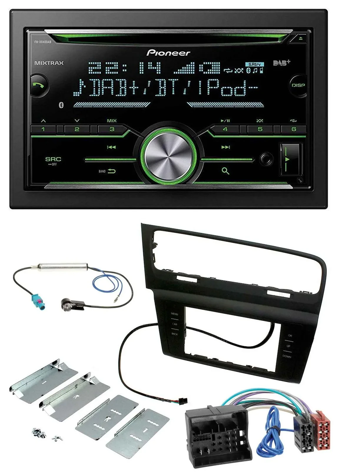 Автомагнитола Pioneer 2DIN, Bluetooth, DAB, USB, CD, MP3 для VW Golf VII (с 11/2012)