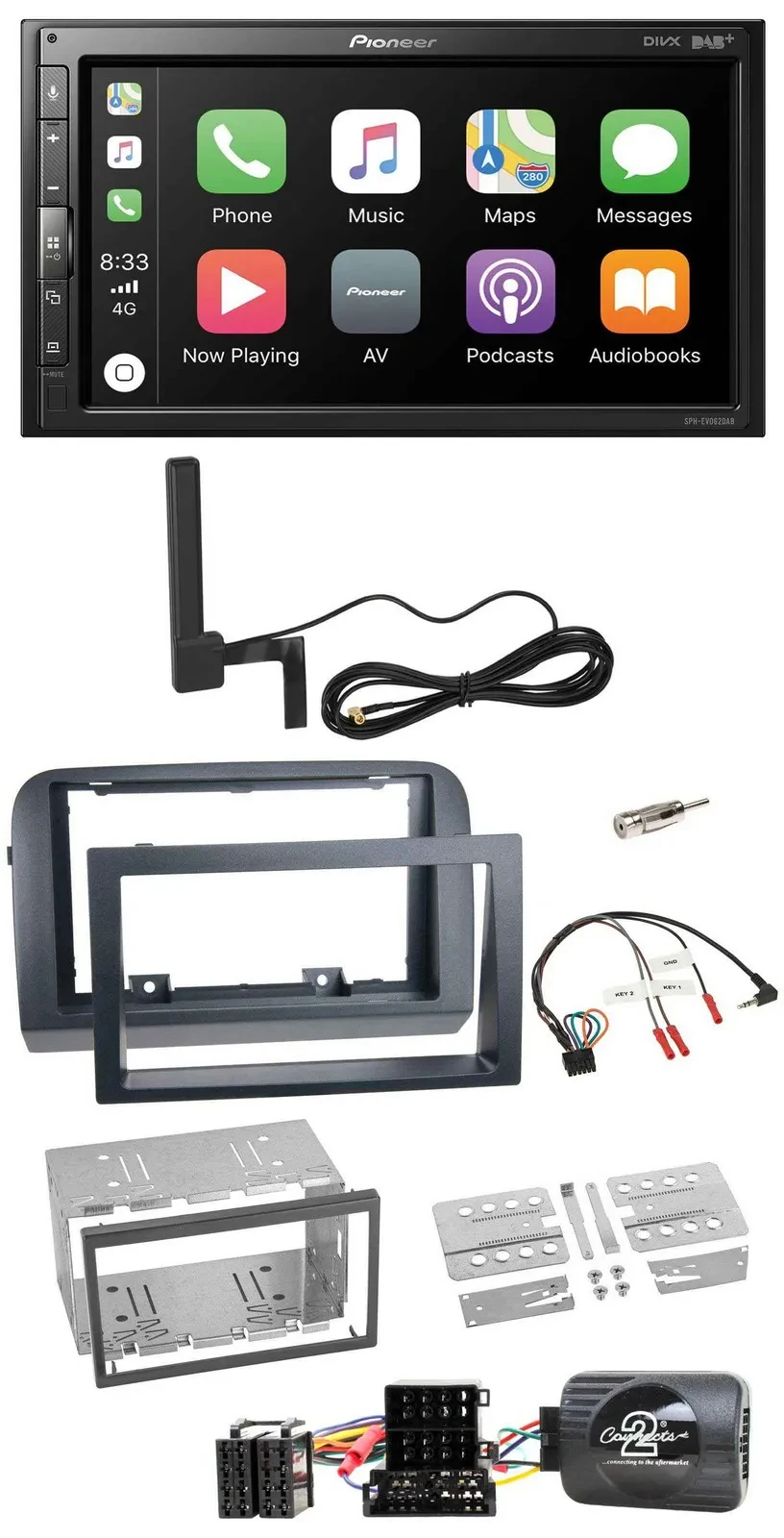 Pioneer USB 2DIN Bluetooth DAB Lenkrad Autoradio für Fiat Croma 2005-2010