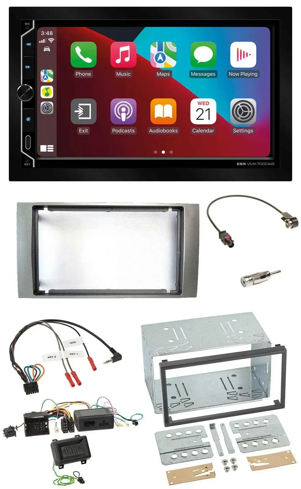 ESX 2DIN DAB USB Lenkrad Bluetooth Autoradio für Ford Kuga 2008-2012 silber
