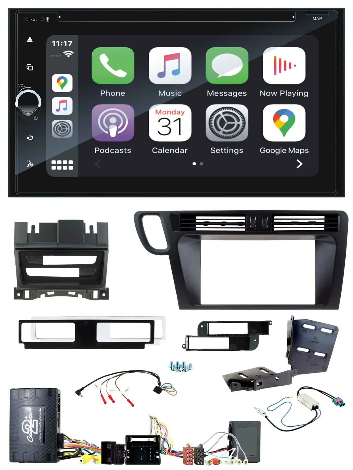 Blaupunkt DAB USB Bluetooth Lenkrad 2DIN TMC Navigation für Audi Q5 8R Infoadapt