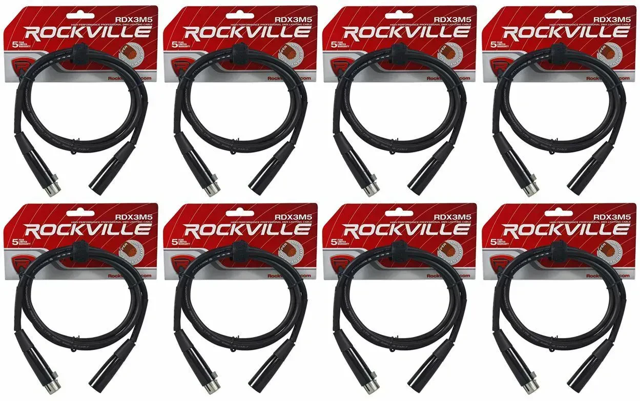 DMX-кабель Rockville RDX3M5 Black 1.5 м (8 штук)