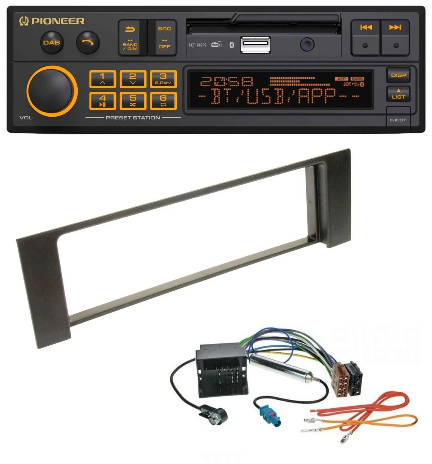 Pioneer DAB MP3 USB Bluetooth Autoradio für Audi A4 00-04 B6 Quadlock Fakra
