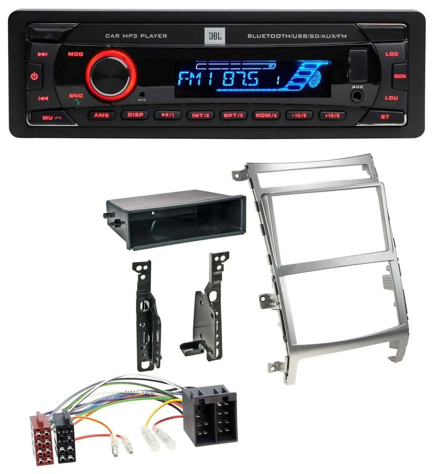 JBL AUX MP3 USB Bluetooth SD Autoradio für Hyundai ix55 (2009-2012) silber