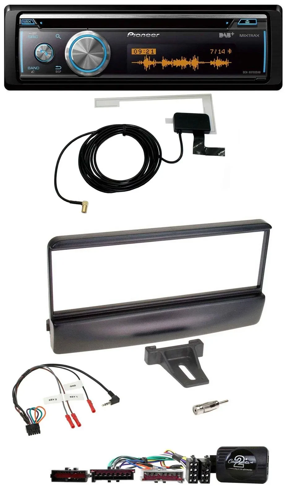 Pioneer Bluetooth DAB Lenkrad USB CD Autoradio für Ford Mondeo 2000-02 schwarz