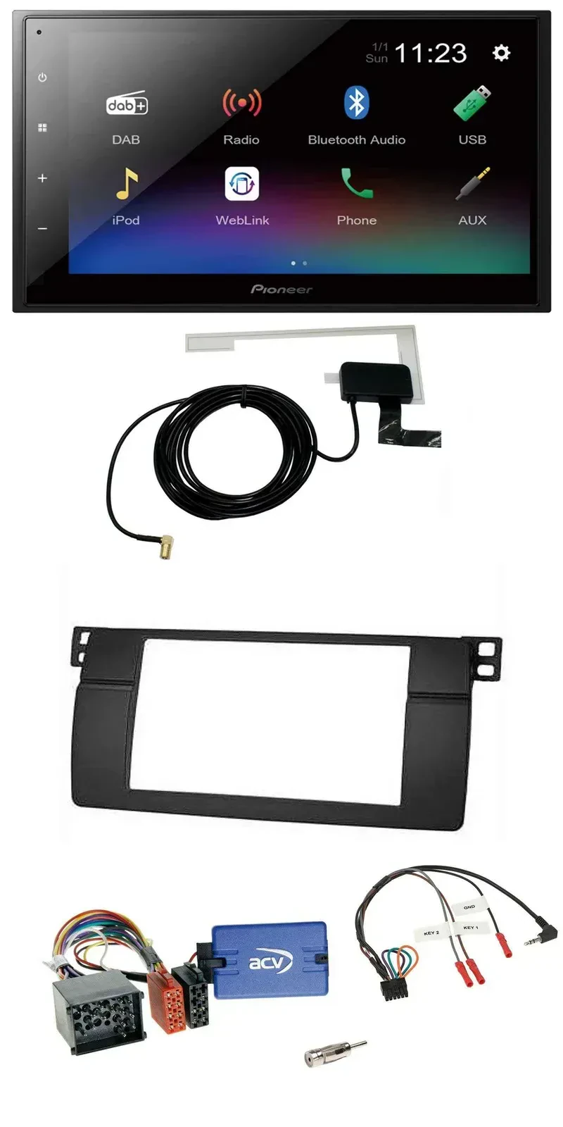 Автомагнитола для BMW 3 Series E46 (2000–2006) Pioneer DAB, Bluetooth, 2-DIN, USB, поддержка кнопок на руле