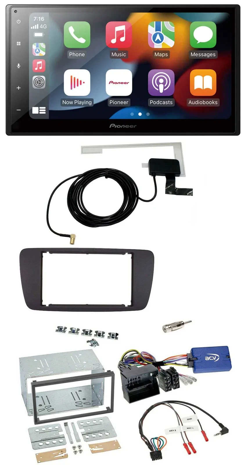 Pioneer Lenkrad USB Bluetooth DAB 2DIN Autoradio für Seat Ibiza ab 08 azabachesc