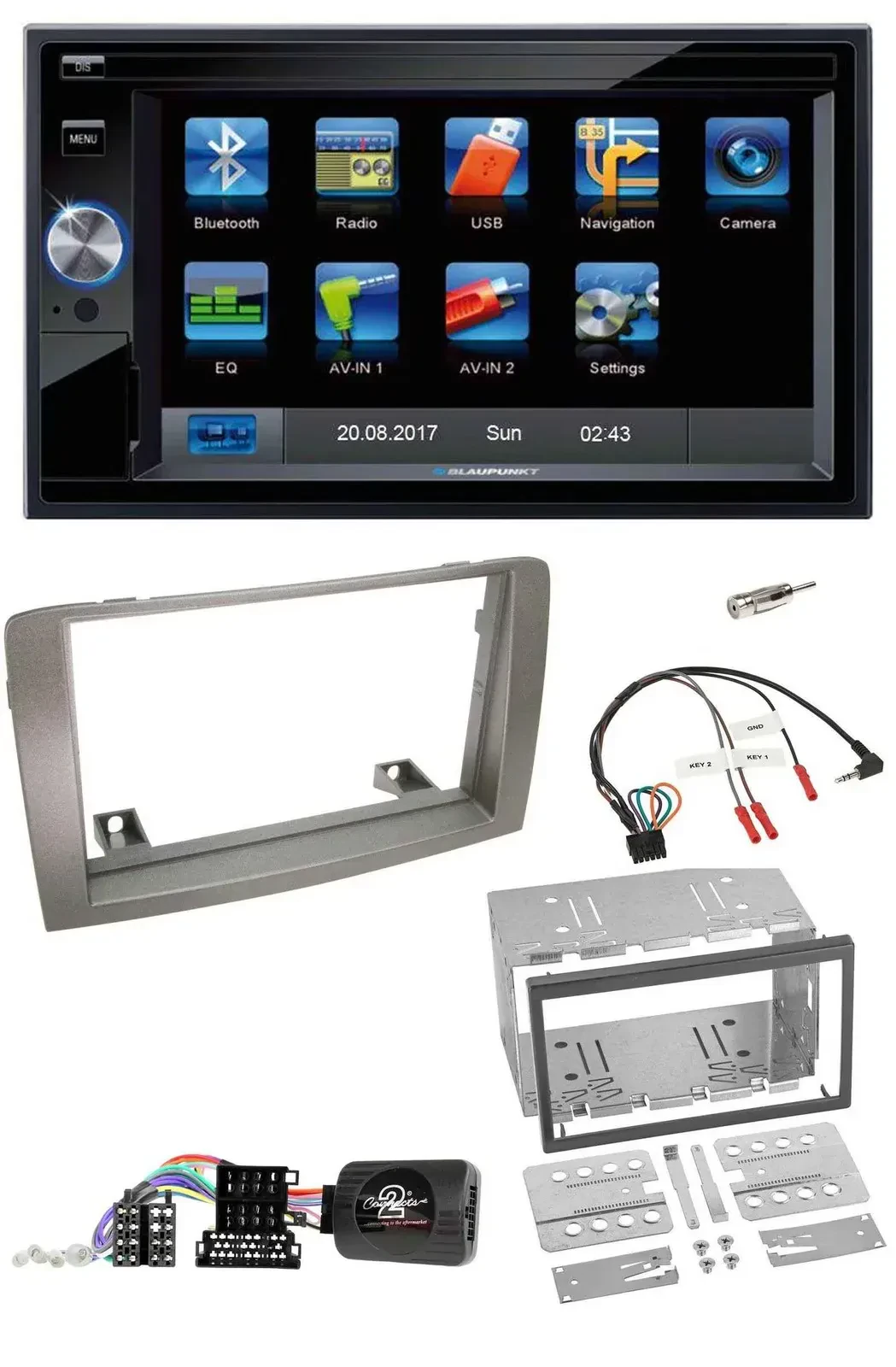 Blaupunkt SD USB TMC Bluetooth 2DIN Lenkrad Navigation für Lancia Musa 2004-2012