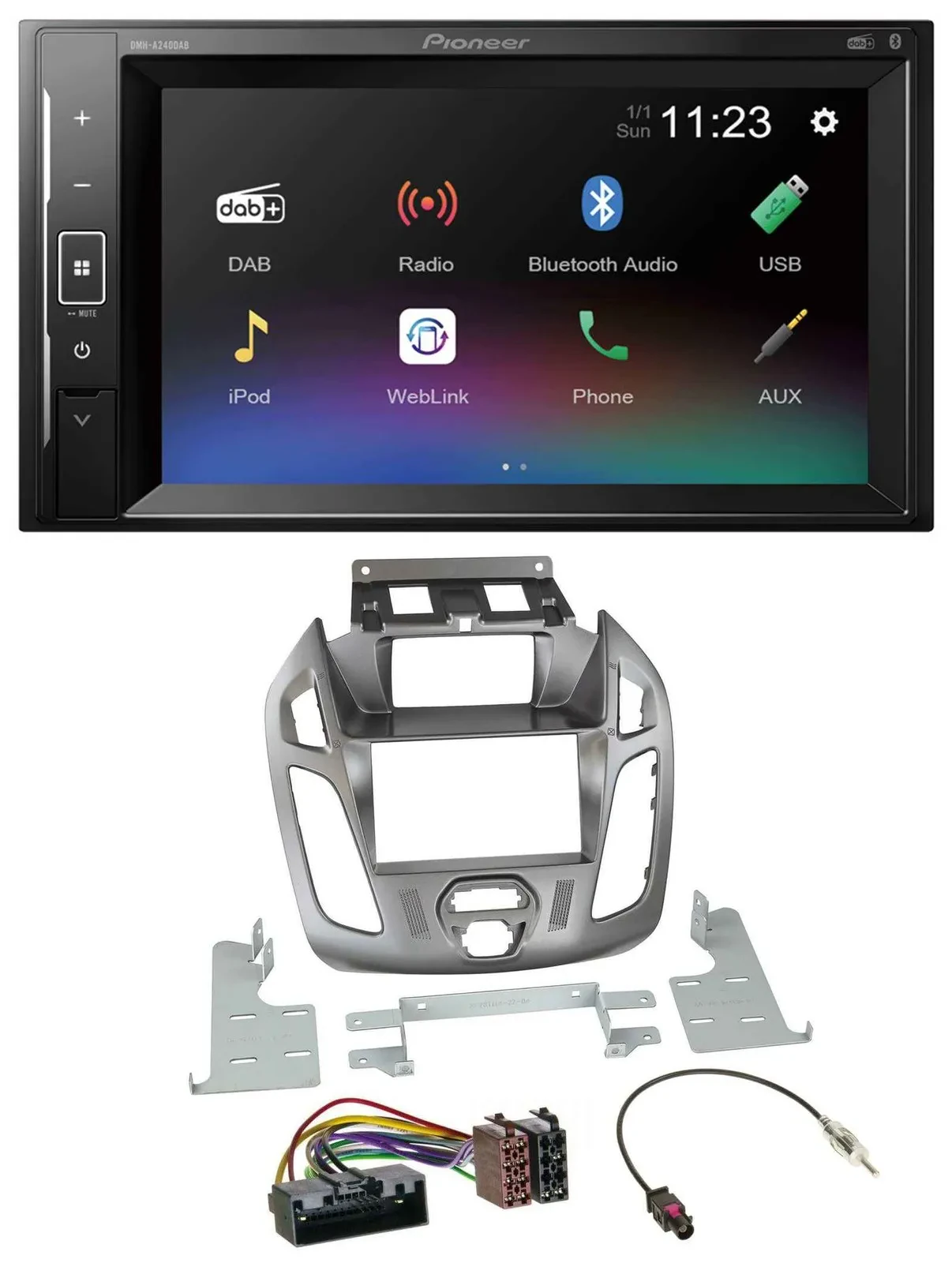 Pioneer DAB MP3 2DIN Bluetooth USB Autoradio für Ford Transit 12-18 Display Conn