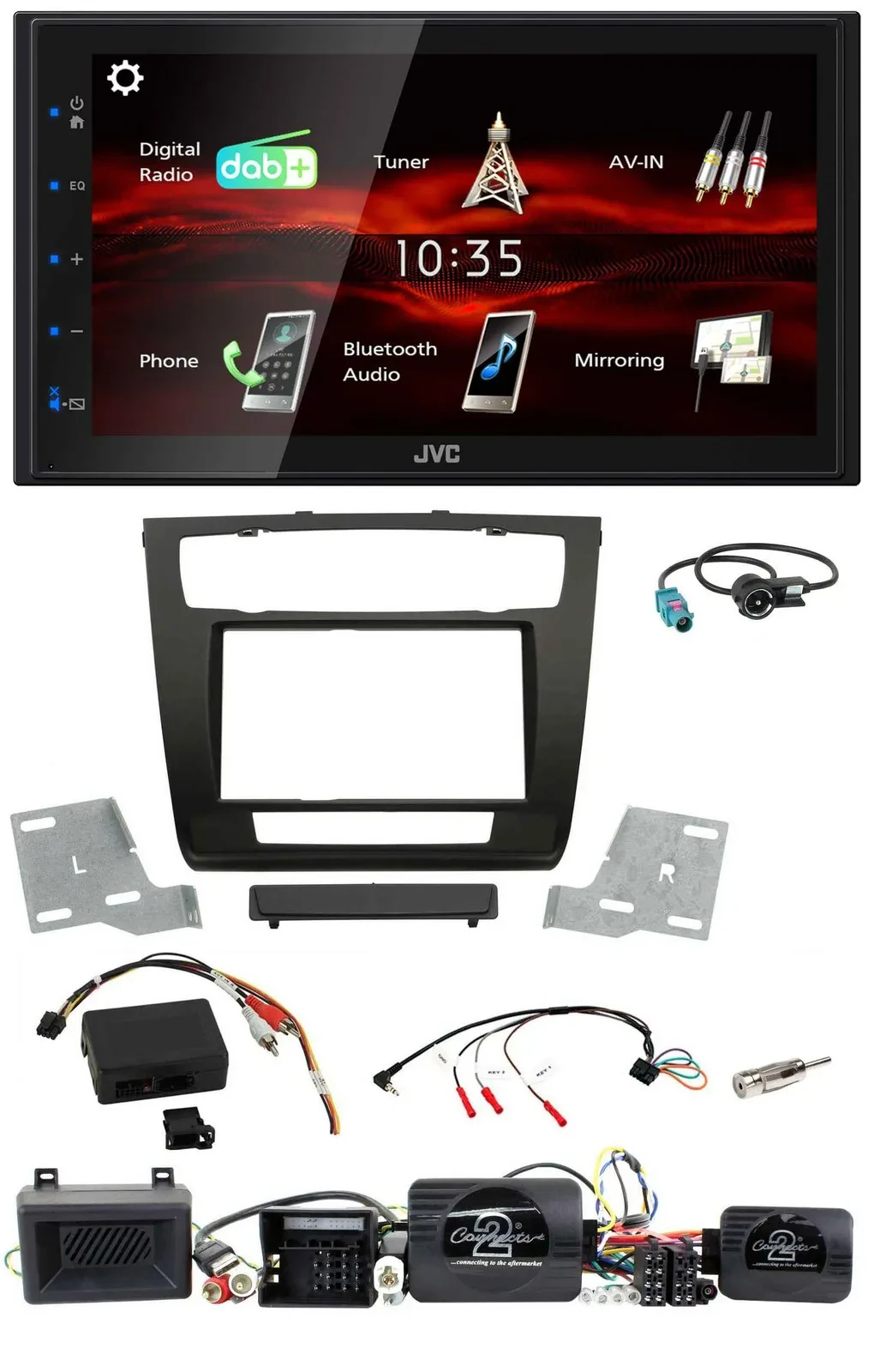 JVC USB Bluetooth Lenkrad DAB 2DIN Autoradio für BMW 1er Aktiv PDC aut. Klima 07