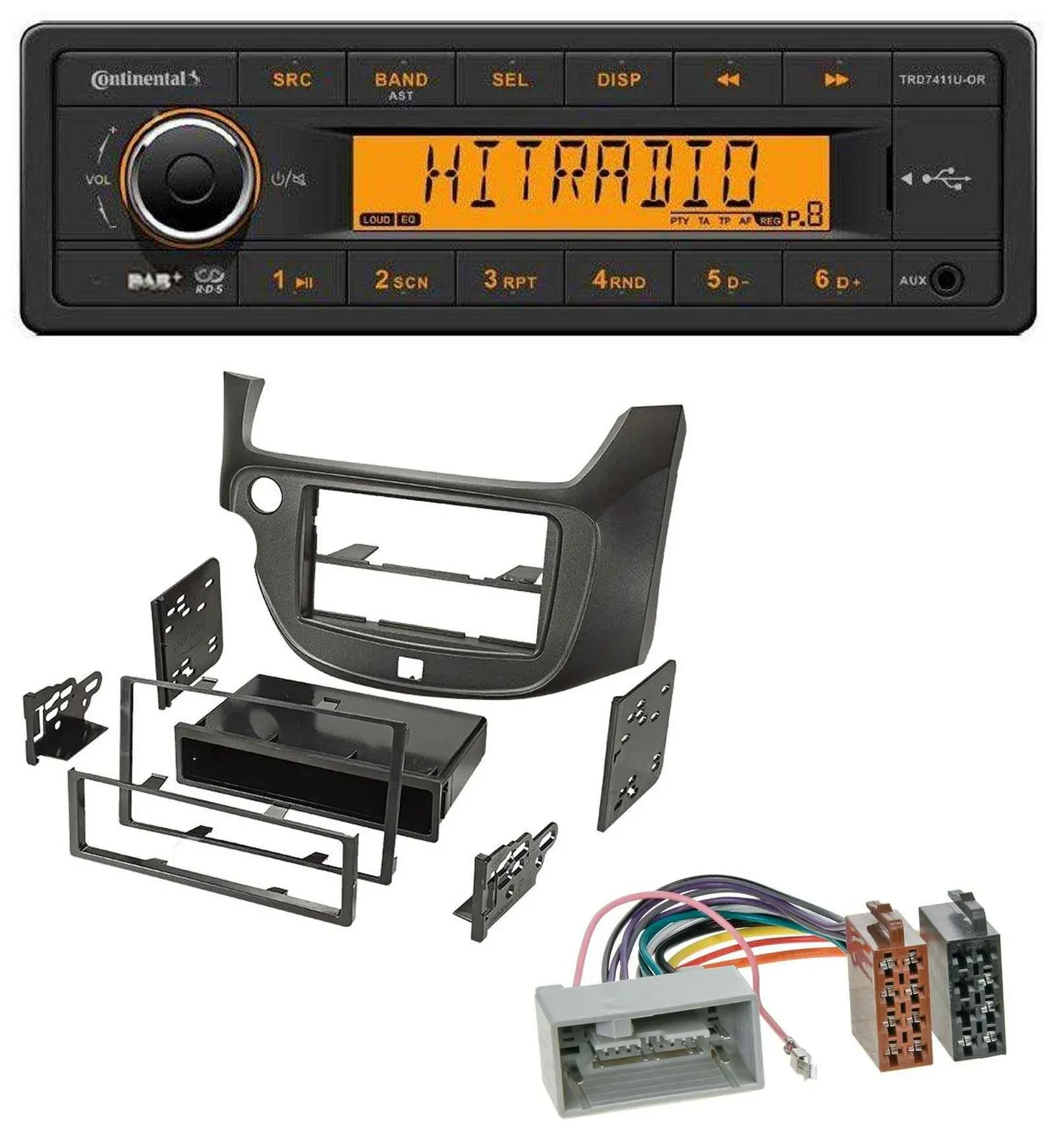 Автомагнитола для Honda Jazz Continental 1-DIN DAB MP3 AUX USB темно-серый