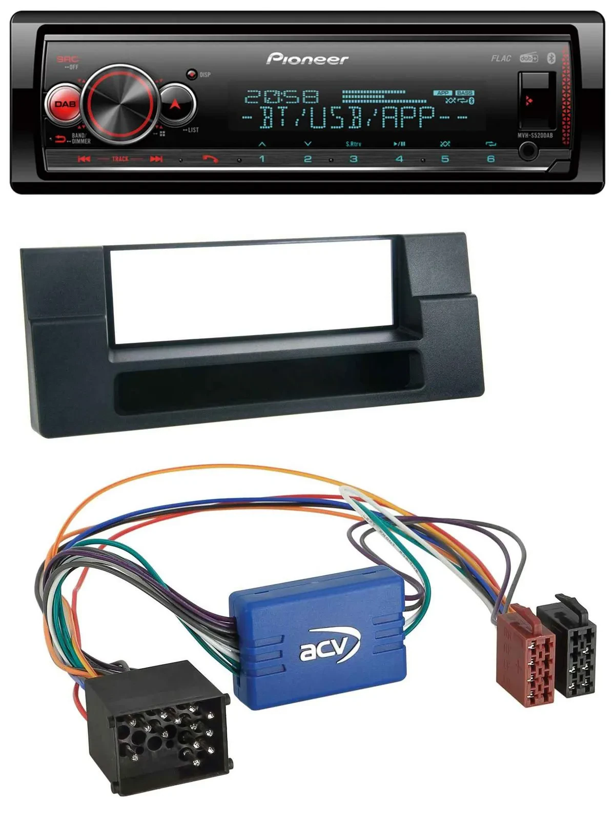 Pioneer Bluetooth USB MP3 DAB Autoradio für BMW 5er E39 X5 E53 Ablagefach Aktivs