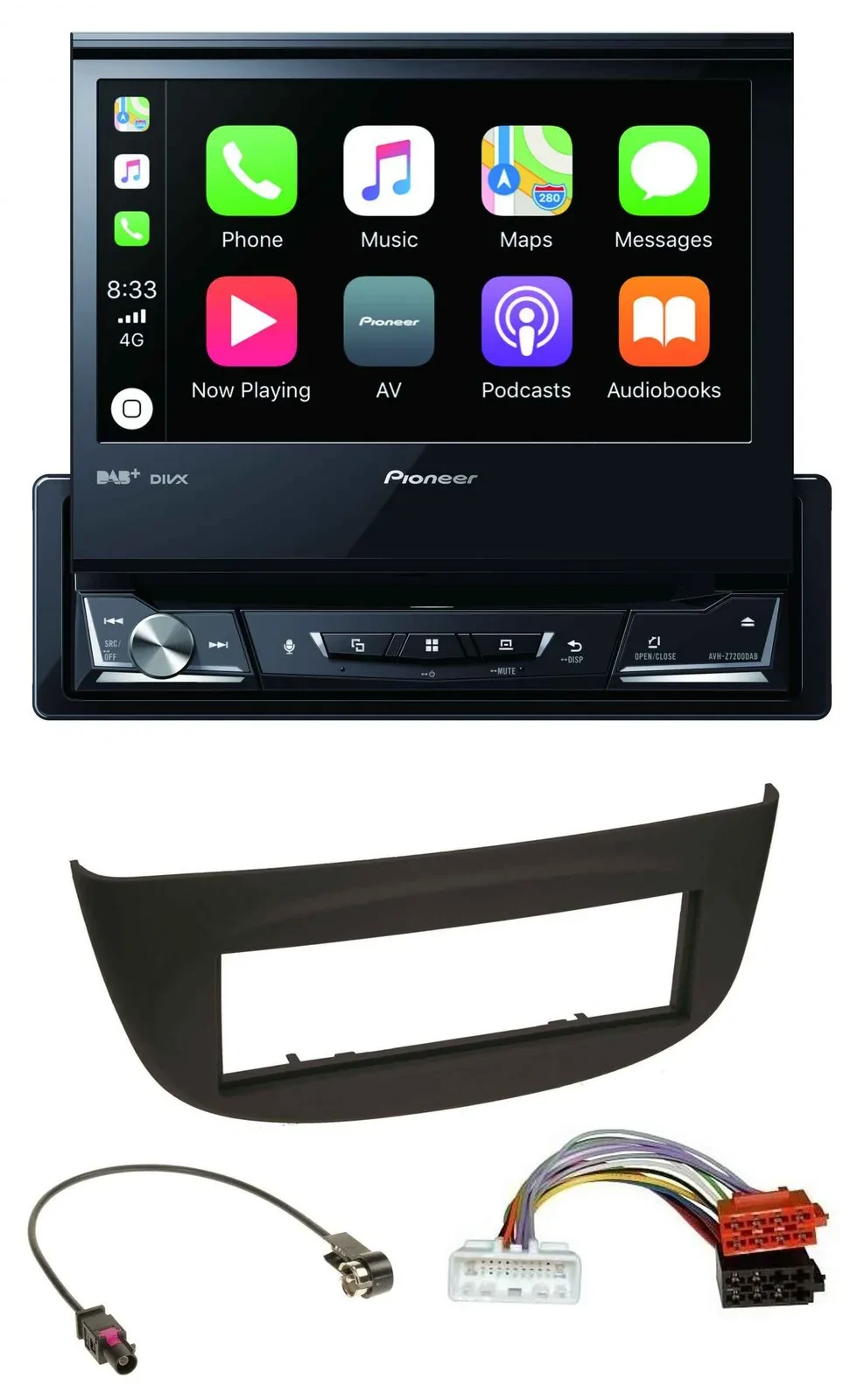 Pioneer DVD Bluetooth DAB USB MP3 Autoradio für Renault Twingo ab 2015 schwarz