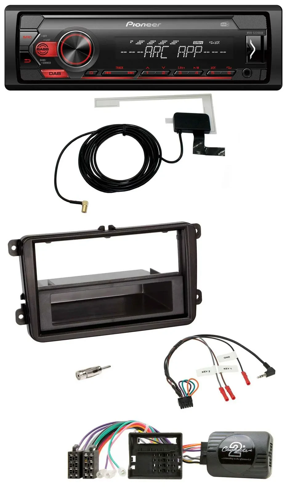 Автомагнитола для Skoda Fabia 5J (2007–2014) Pioneer 1-DIN USB DAB MP3 с управлением на руле