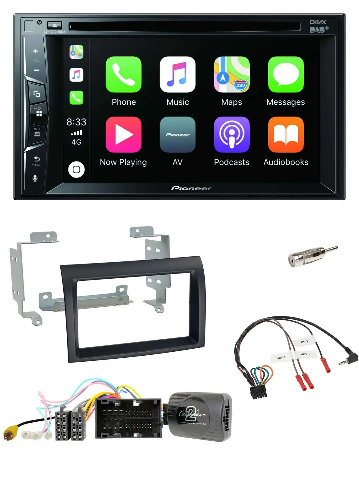 Pioneer Lenkrad USB DVD Bluetooth DAB 2DIN Autoradio für Citroen Jumper ab 14 sc