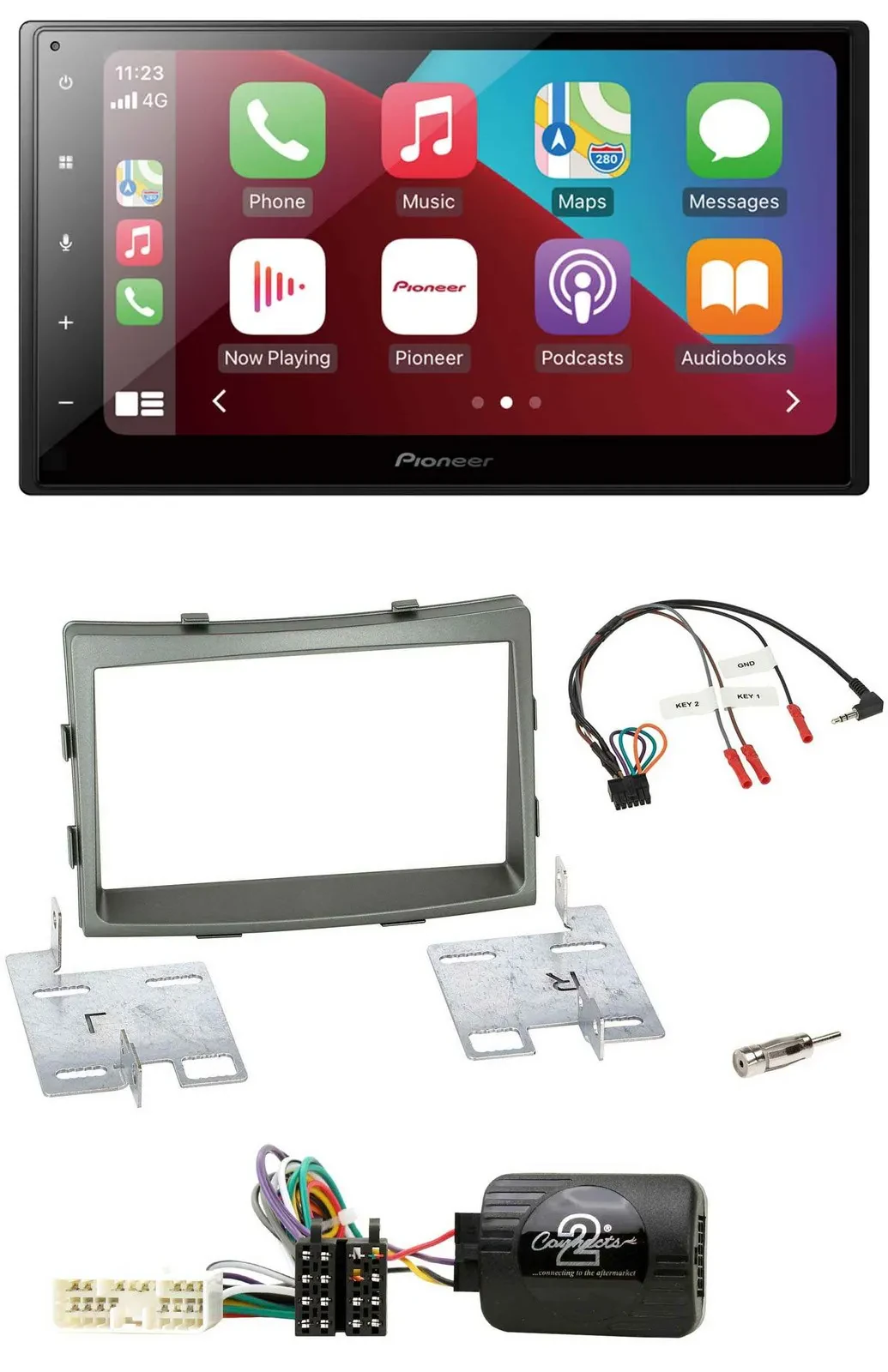 Pioneer USB Lenkrad DAB 2DIN Bluetooth Autoradio für SSangYong Rodius ab 2013