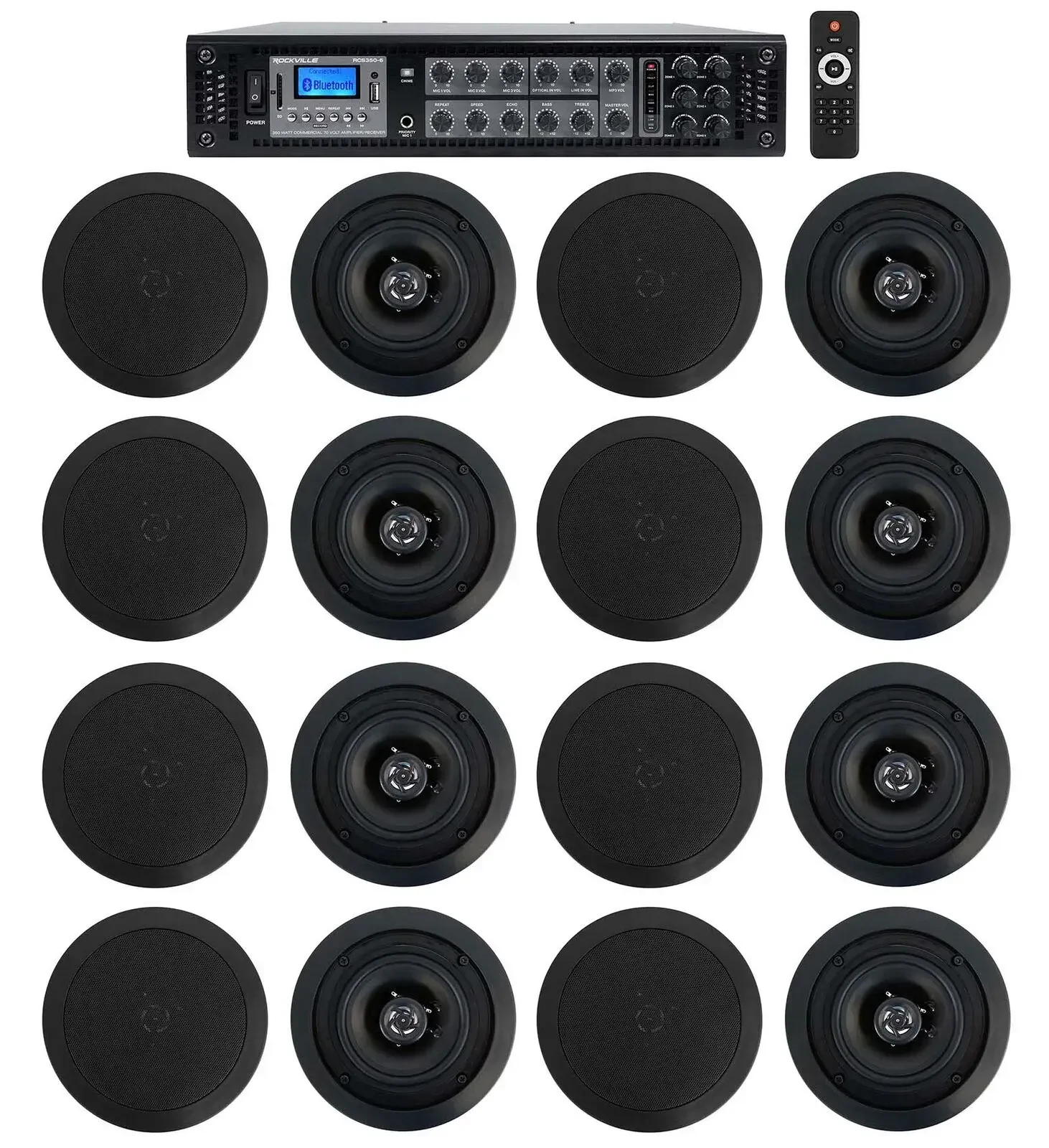 Потолочная акустика Rockville RCS350-6+(8) CC525T Black с усилителем (16 штук)