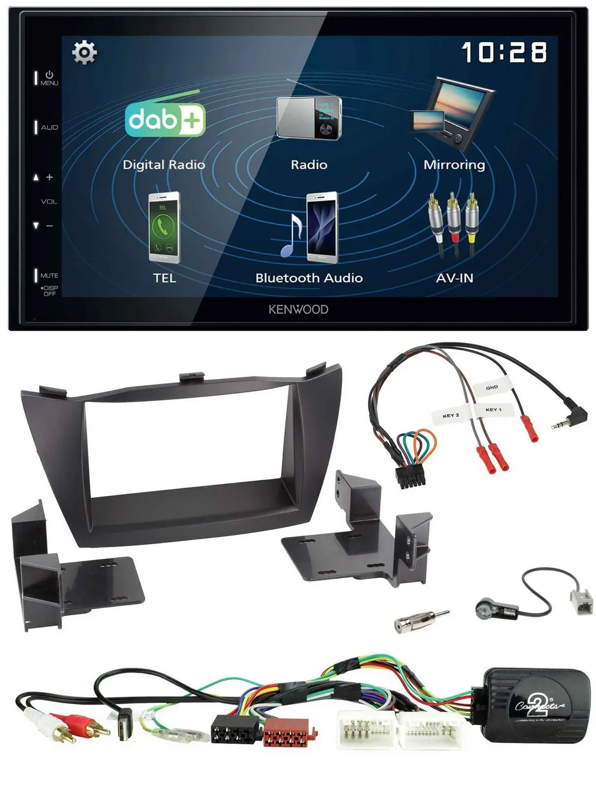 Автомагнитола для Hyundai Tucson 2010–2015 Kenwood 2DIN Bluetooth USB DAB с управлением на руле