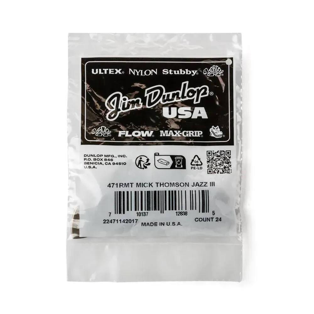 Медиаторы Dunlop 471RMT Mick Thomson Custom Jazz III 1.38 (24 штуки)