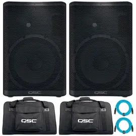 QSC CP12 CP Series Compact 12" Powered DJ PA Speakers Pair with Tote Bags Pack
